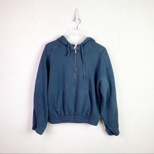 Free People Cropped 1/2 Zip Hoodie
